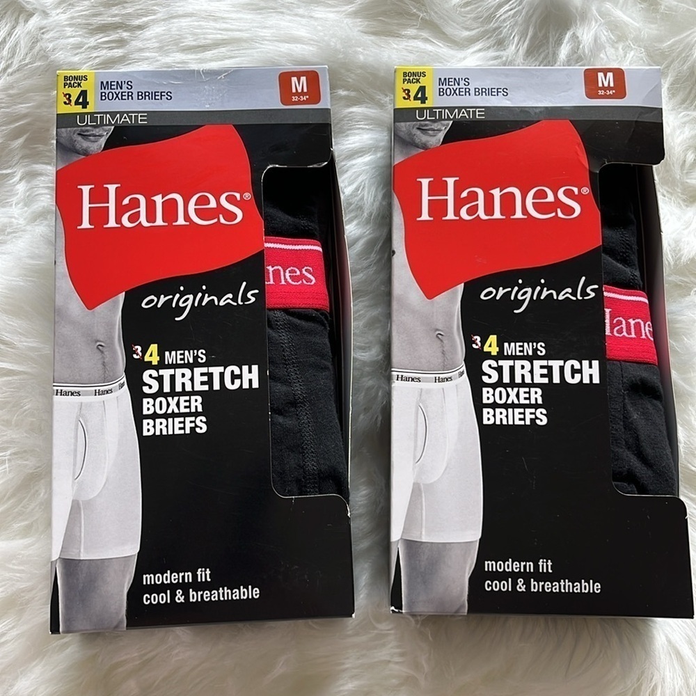 🆕Hanes Men’s Originals Stretch Boxer Briefs 8 Pair Black and Gray Size M